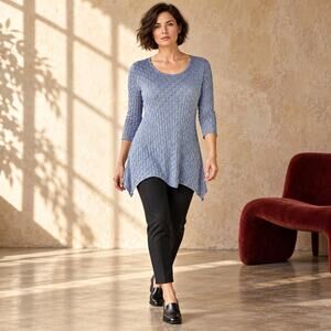 Tianello by Steve Barraza Asbury Periwinkle Blue Beige Sharkbite Tunic SZ S